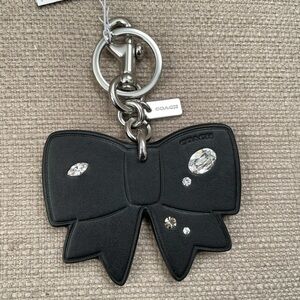 Coach Bow Bag Charm with Gems Silver/black